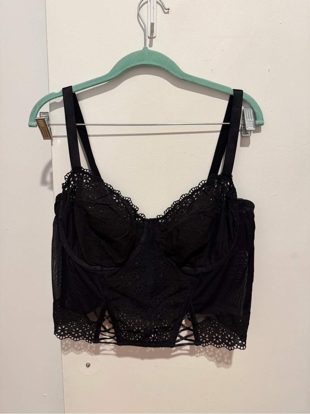 ASOS Black Eyelet Lace Longline Bustier Corset